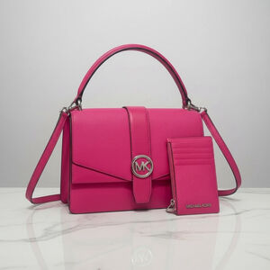 Michael Kors Greenwich Top Handle Satchel & Matching Wallet Dragonfruit Pink